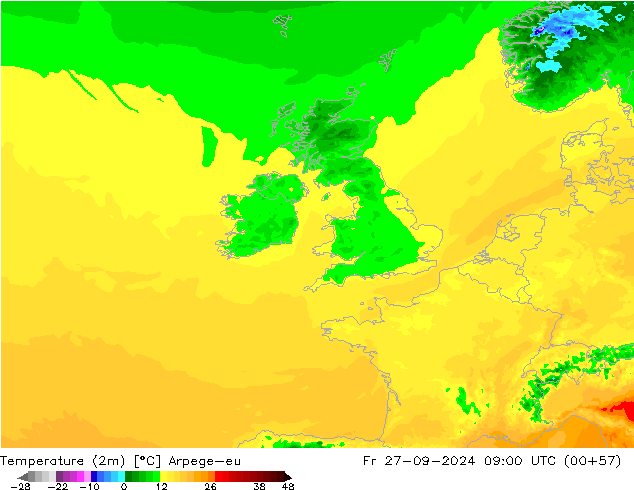 Temperature (2m) Arpege-eu Fr 27.09.2024 09 UTC