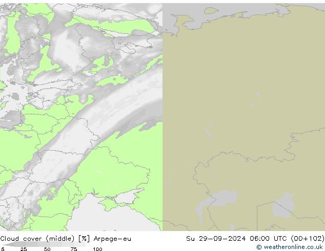 Nuages (moyen) Arpege-eu dim 29.09.2024 06 UTC