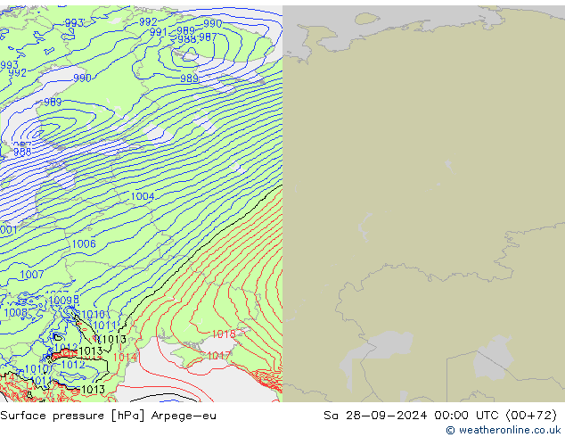 Atmosférický tlak Arpege-eu So 28.09.2024 00 UTC