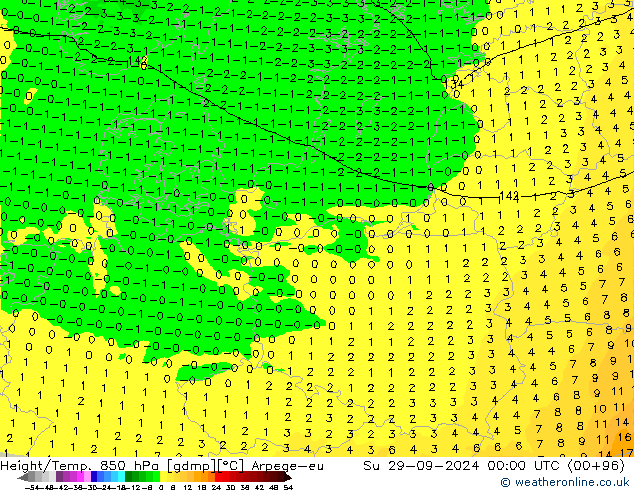 Height/Temp. 850 hPa Arpege-eu Su 29.09.2024 00 UTC