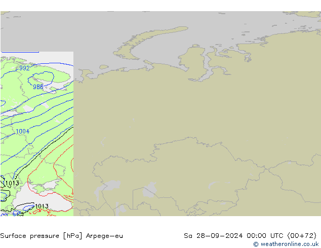 Surface pressure Arpege-eu Sa 28.09.2024 00 UTC