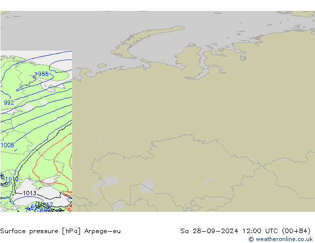 Pressione al suolo Arpege-eu sab 28.09.2024 12 UTC