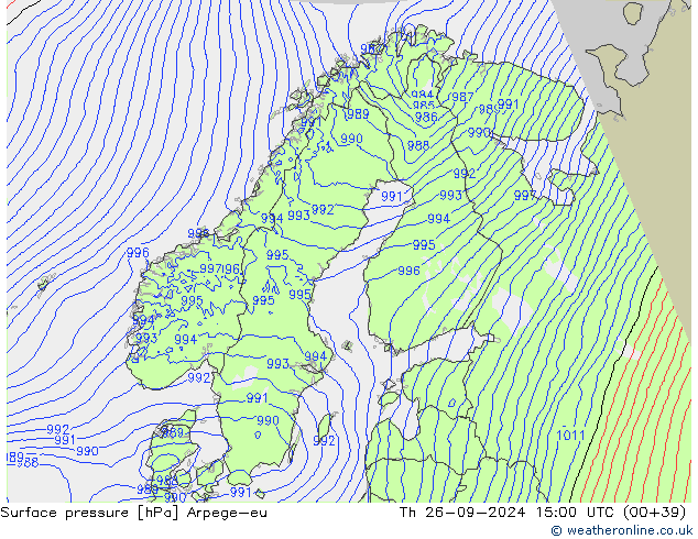 Luchtdruk (Grond) Arpege-eu do 26.09.2024 15 UTC