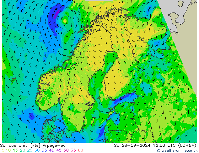 Surface wind Arpege-eu Sa 28.09.2024 12 UTC