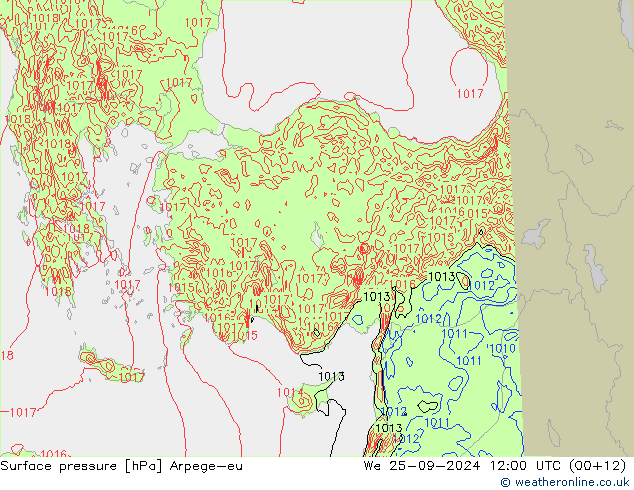 pressão do solo Arpege-eu Qua 25.09.2024 12 UTC