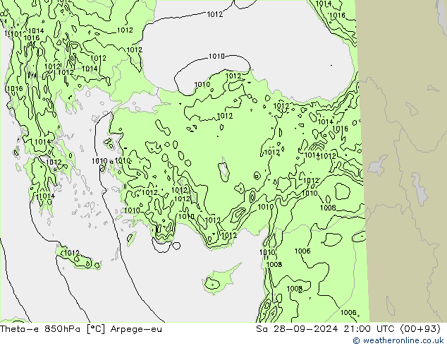 Theta-e 850hPa Arpege-eu Sáb 28.09.2024 21 UTC