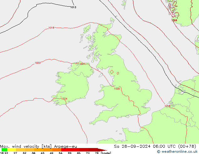 Maks. Rüzgar Hızı Arpege-eu Cts 28.09.2024 06 UTC