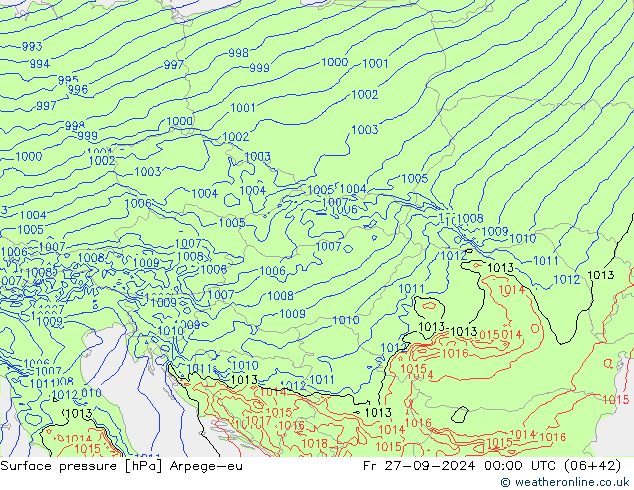 Pressione al suolo Arpege-eu ven 27.09.2024 00 UTC