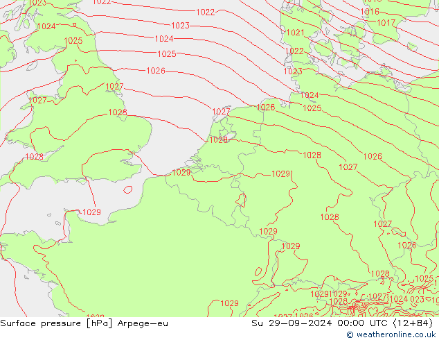 приземное давление Arpege-eu Вс 29.09.2024 00 UTC