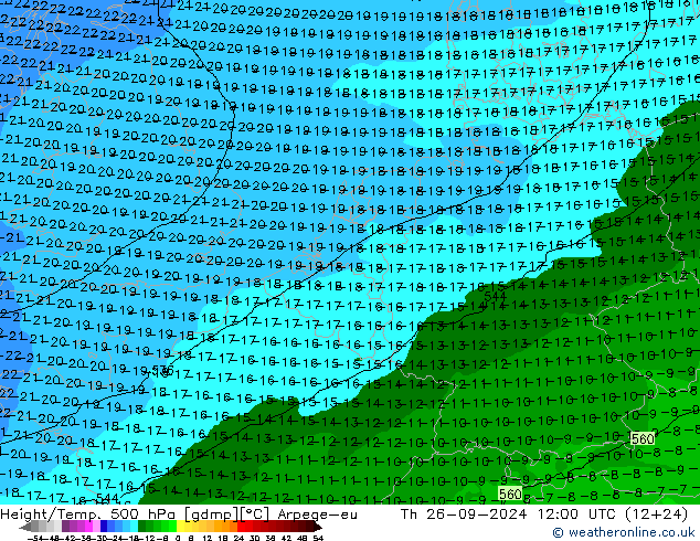 Height/Temp. 500 hPa Arpege-eu Do 26.09.2024 12 UTC