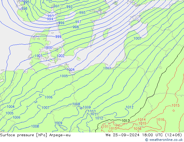 Surface pressure Arpege-eu We 25.09.2024 18 UTC