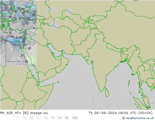 RH 925 hPa Arpege-eu  26.09.2024 06 UTC