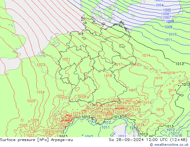 Surface pressure Arpege-eu Sa 28.09.2024 12 UTC