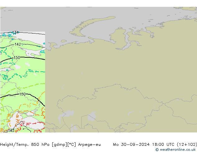 Height/Temp. 850 hPa Arpege-eu Mo 30.09.2024 18 UTC