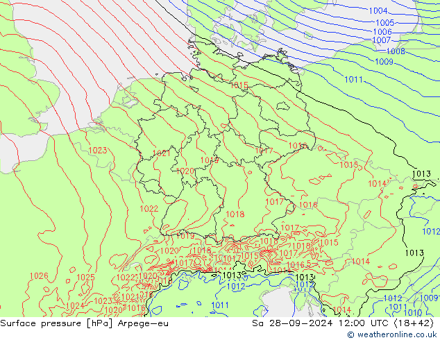 pression de l'air Arpege-eu sam 28.09.2024 12 UTC