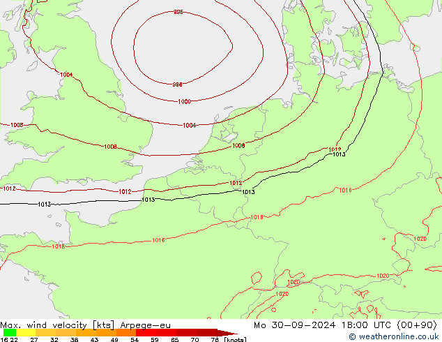 Windböen Arpege-eu Mo 30.09.2024 18 UTC