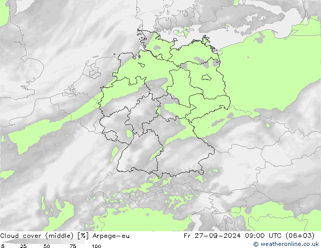 Bewolking (Middelb.) Arpege-eu vr 27.09.2024 09 UTC