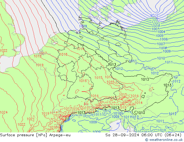 Luchtdruk (Grond) Arpege-eu za 28.09.2024 06 UTC