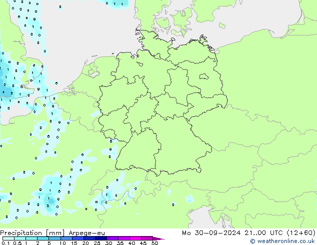 Neerslag Arpege-eu ma 30.09.2024 00 UTC