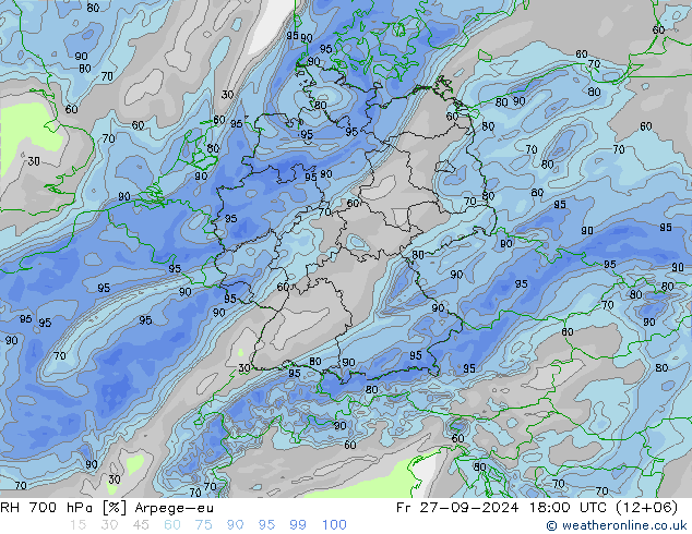 RV 700 hPa Arpege-eu vr 27.09.2024 18 UTC