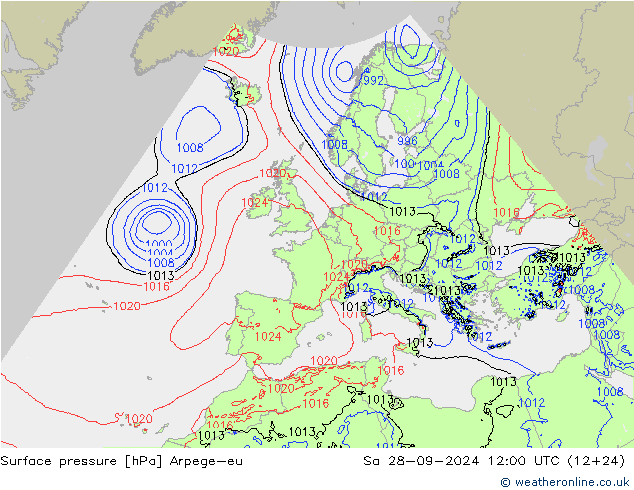 Luchtdruk (Grond) Arpege-eu za 28.09.2024 12 UTC