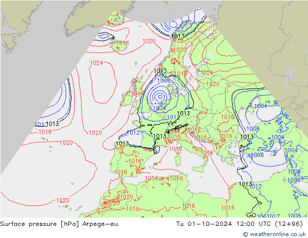 Luchtdruk (Grond) Arpege-eu di 01.10.2024 12 UTC