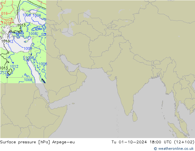 地面气压 Arpege-eu 星期二 01.10.2024 18 UTC