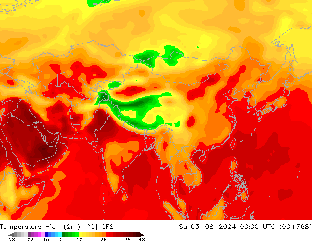 Max.temperatuur (2m) CFS za 03.08.2024 00 UTC