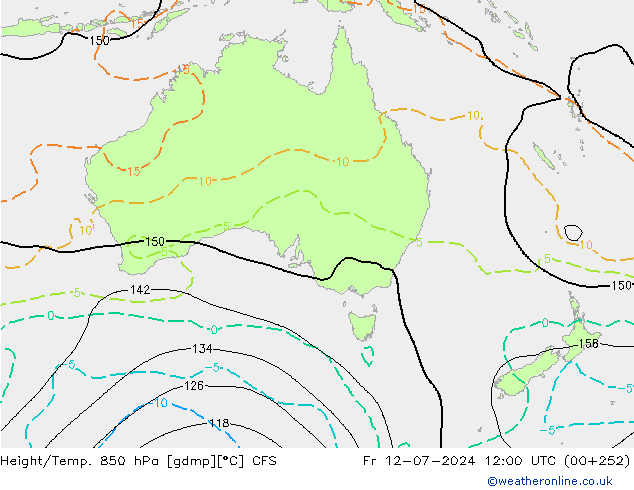 Hoogte/Temp. 850 hPa CFS vr 12.07.2024 12 UTC