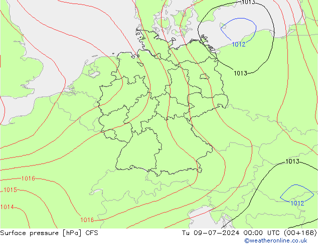 地面气压 CFS 星期二 09.07.2024 00 UTC