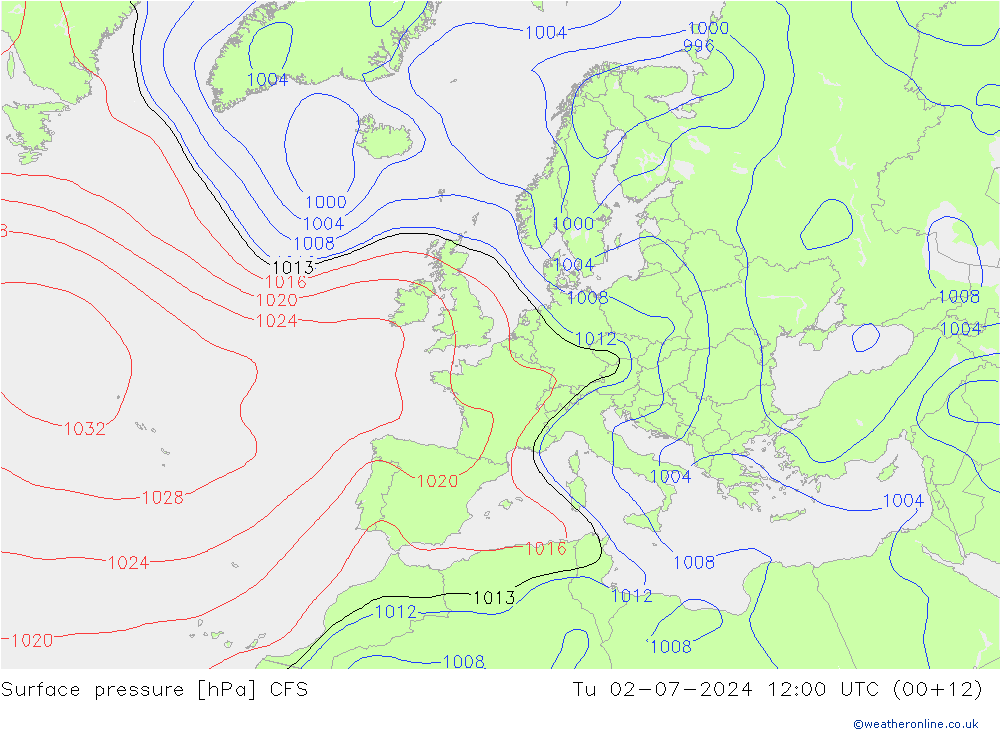 Luchtdruk (Grond) CFS di 02.07.2024 12 UTC