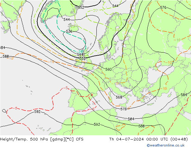Hoogte/Temp. 500 hPa CFS do 04.07.2024 00 UTC