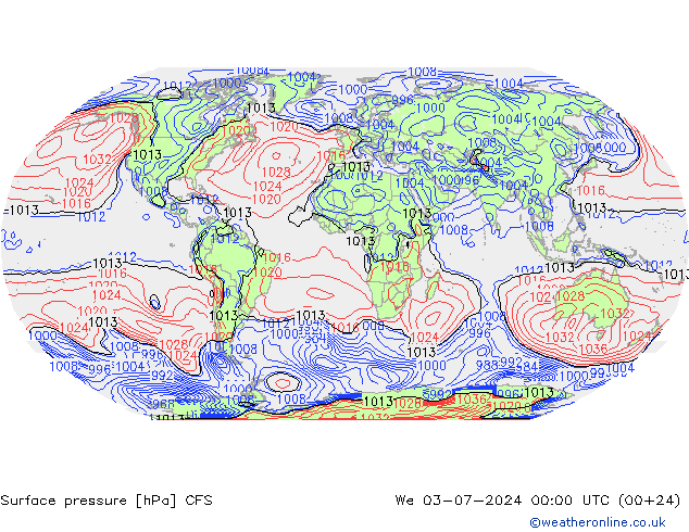 地面气压 CFS 星期三 03.07.2024 00 UTC