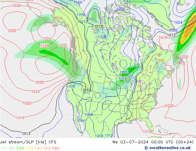 高速氣流/地面气压 CFS 星期三 03.07.2024 00 UTC