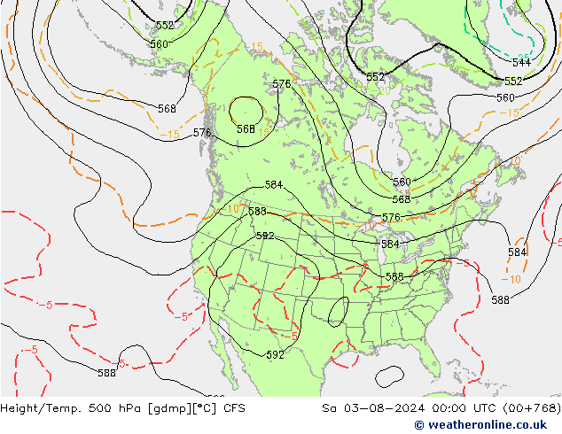 Hoogte/Temp. 500 hPa CFS za 03.08.2024 00 UTC