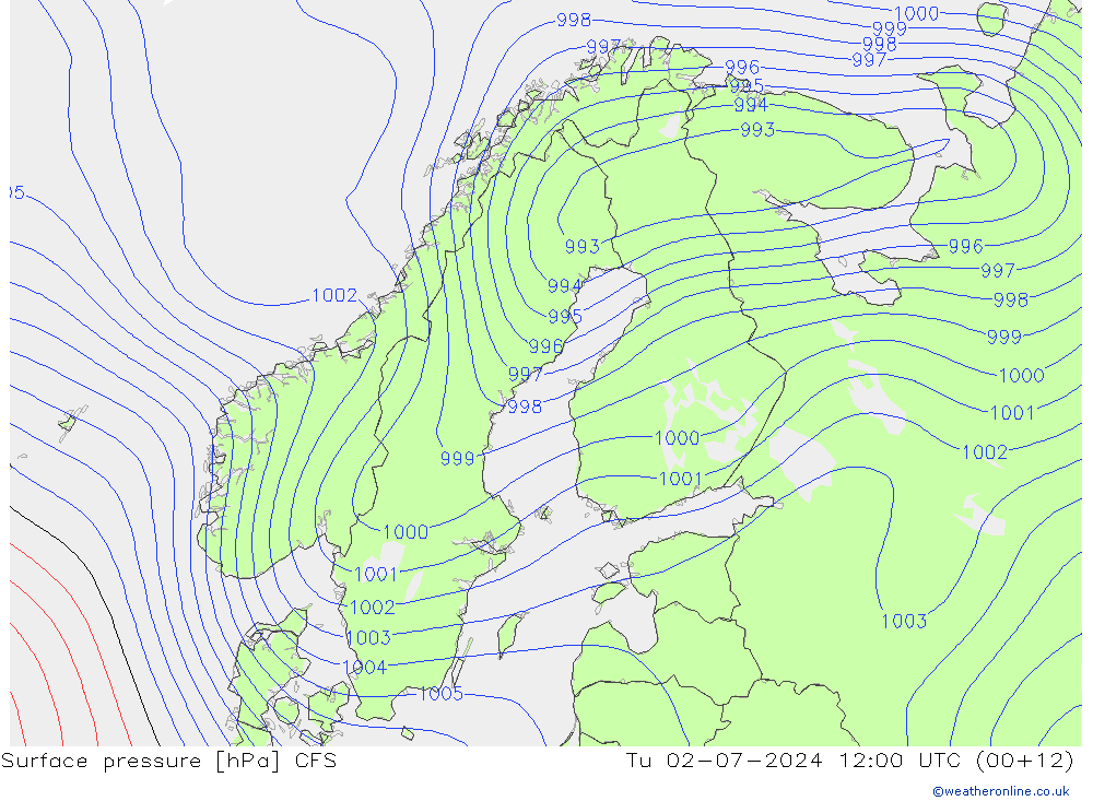 Luchtdruk (Grond) CFS di 02.07.2024 12 UTC