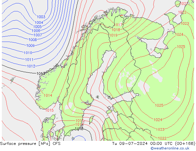 地面气压 CFS 星期二 09.07.2024 00 UTC