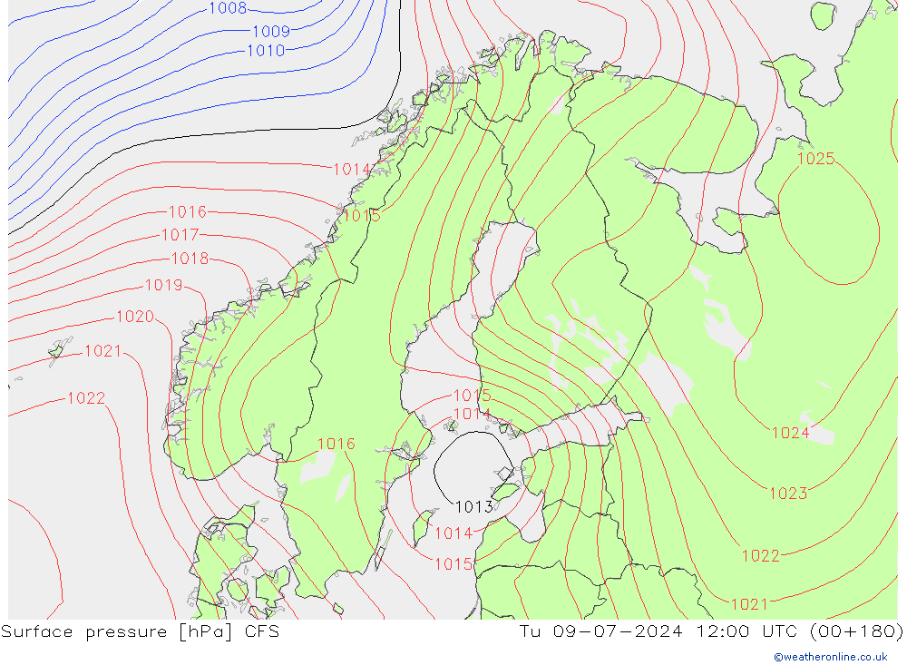 地面气压 CFS 星期二 09.07.2024 12 UTC