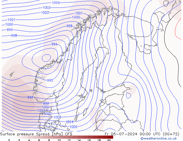 地面气压 Spread CFS 星期五 05.07.2024 00 UTC