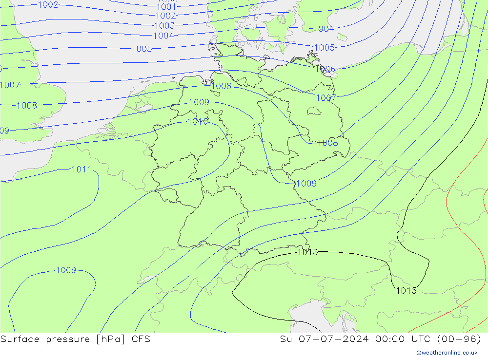 Luchtdruk (Grond) CFS zo 07.07.2024 00 UTC