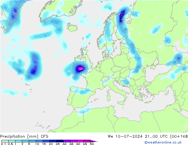 Neerslag CFS wo 10.07.2024 00 UTC