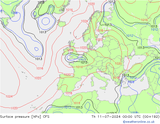 地面气压 CFS 星期四 11.07.2024 00 UTC