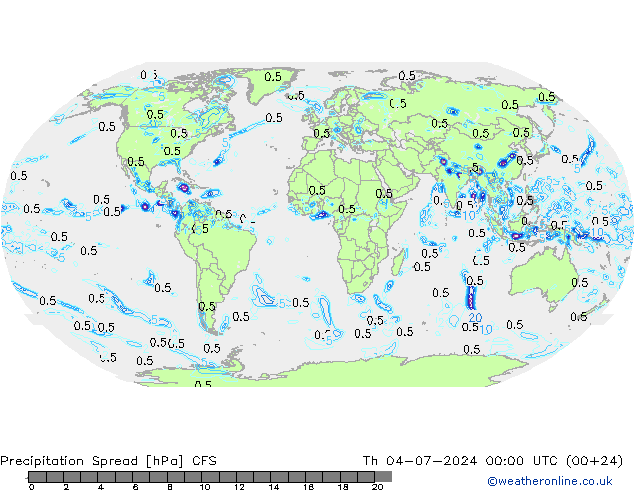 Neerslag Spread CFS do 04.07.2024 00 UTC