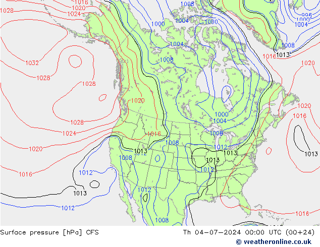 地面气压 CFS 星期四 04.07.2024 00 UTC