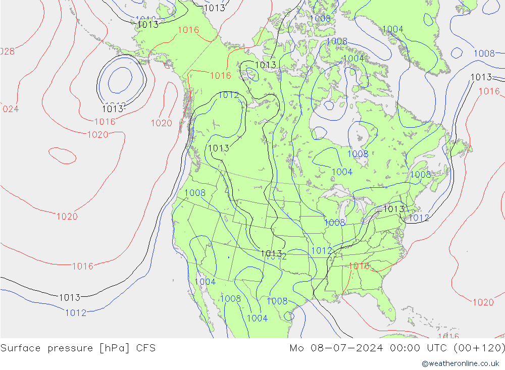 地面气压 CFS 星期一 08.07.2024 00 UTC