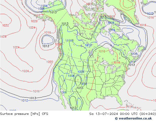 地面气压 CFS 星期六 13.07.2024 00 UTC