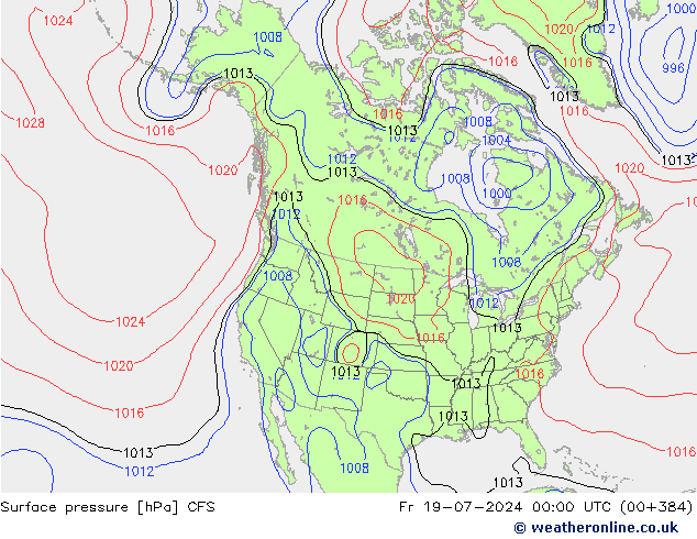 地面气压 CFS 星期五 19.07.2024 00 UTC