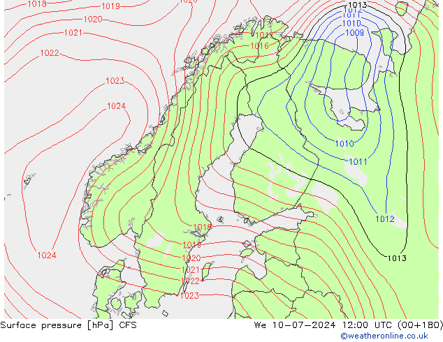 地面气压 CFS 星期三 10.07.2024 12 UTC
