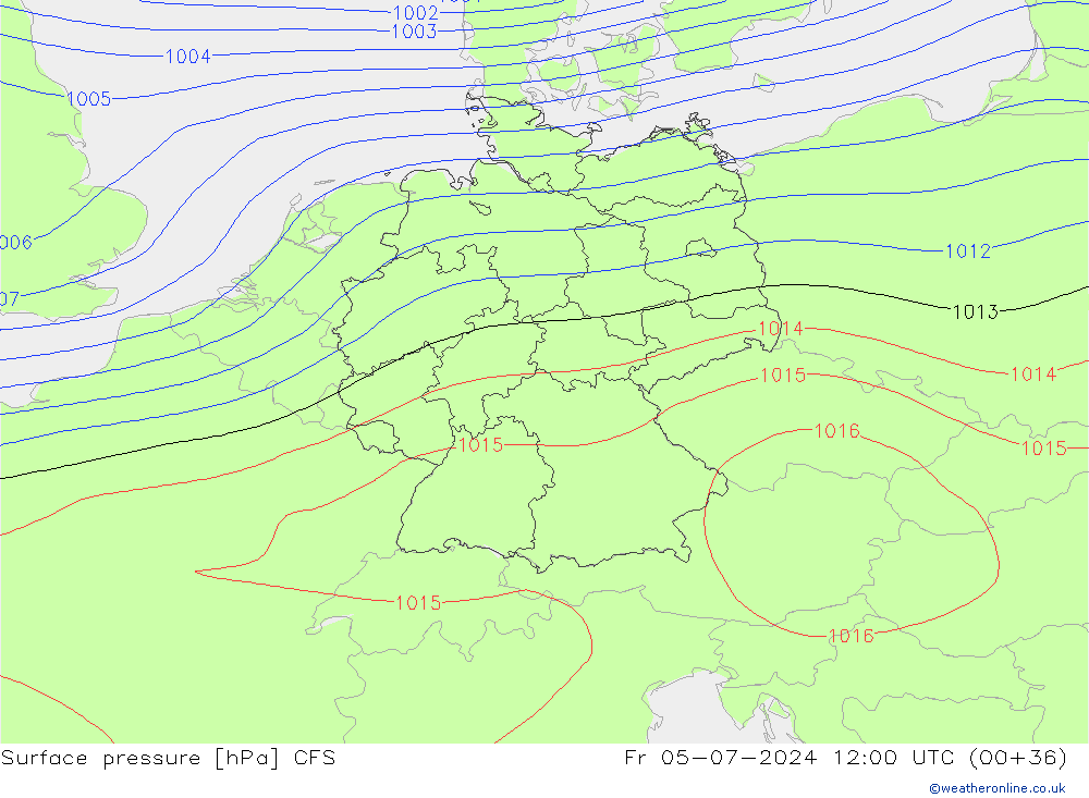 Luchtdruk (Grond) CFS vr 05.07.2024 12 UTC