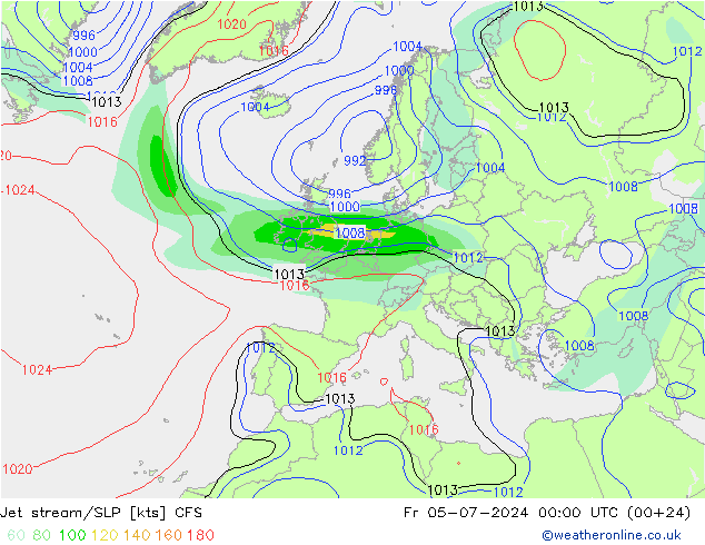 高速氣流/地面气压 CFS 星期五 05.07.2024 00 UTC